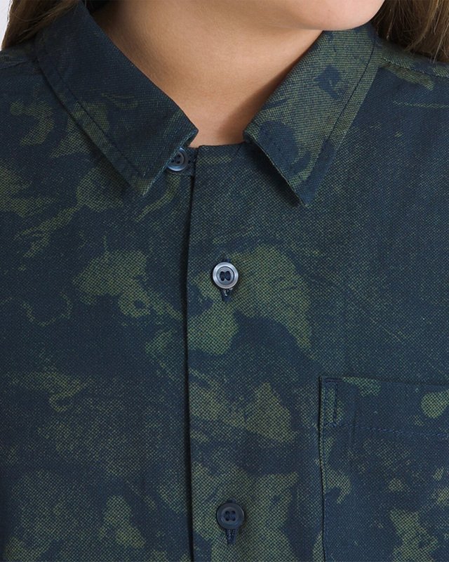 Camisa Loose Camp Collar Ss Dress Blues Dark Forest Infantil