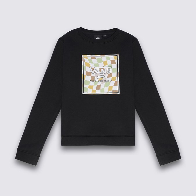Moletom Wavy Checkerboard Box Logo Crew Infantil Black