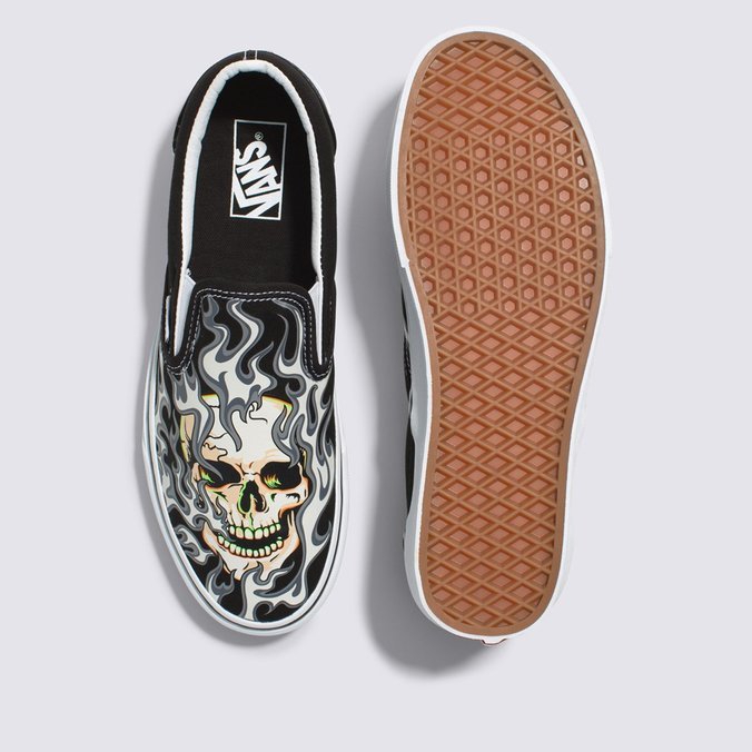 Tênis Slip-On Flame Skull Black True White