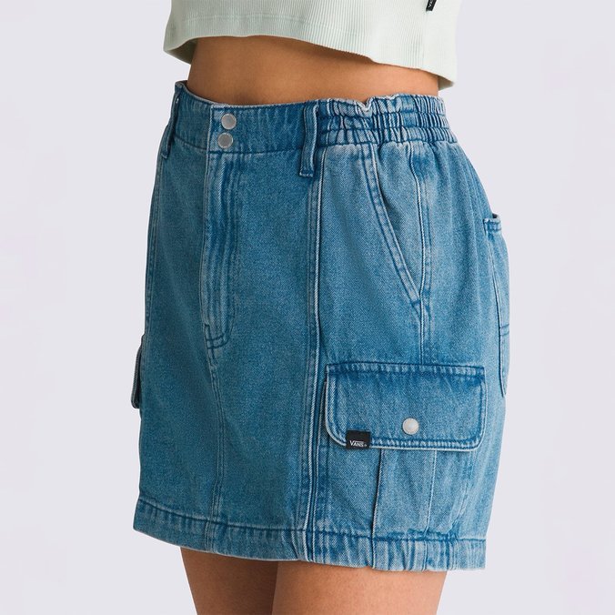 Saia Sidewalk Denim Skirt Stone Wash