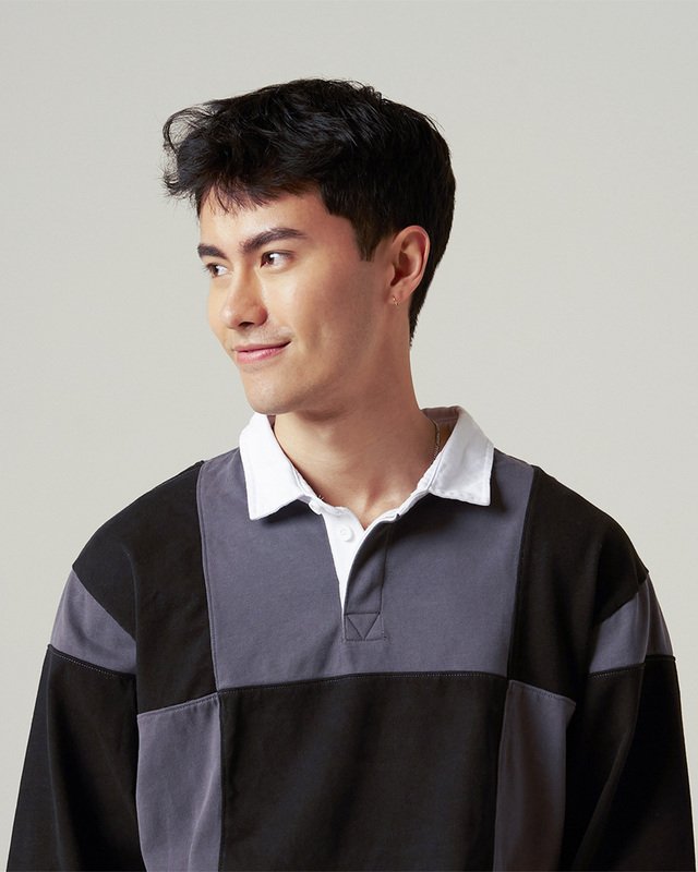 Camisa Ls Grant Checkerboard Rugby Knit Black