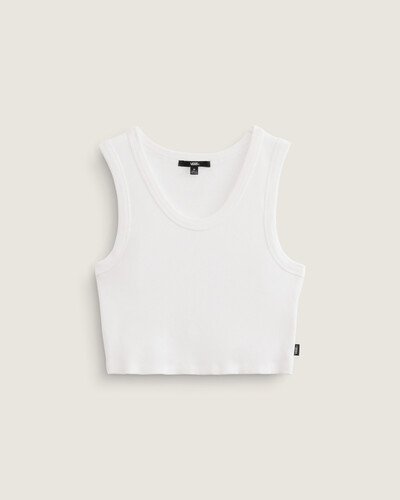 Sua personalidade em destaque, independente da ocasião. A Regata Drew Rib White traz estilo sem esforço para o seu visual. A regata feminina foi construída para ser a sua peça básica favorita. Confeccionada em malha canelada de tecido 100% algodão, na cor branca, o modelo possui gola baixa e traz aplicação de etiqueta tecida Vans na lateral. Uma peça atemporal que carrega a herança Vans no estilo casual e descontraído.