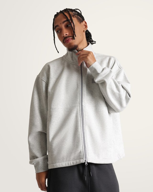 Moletom Full Zip Mock Neck Fleece Ash Heather