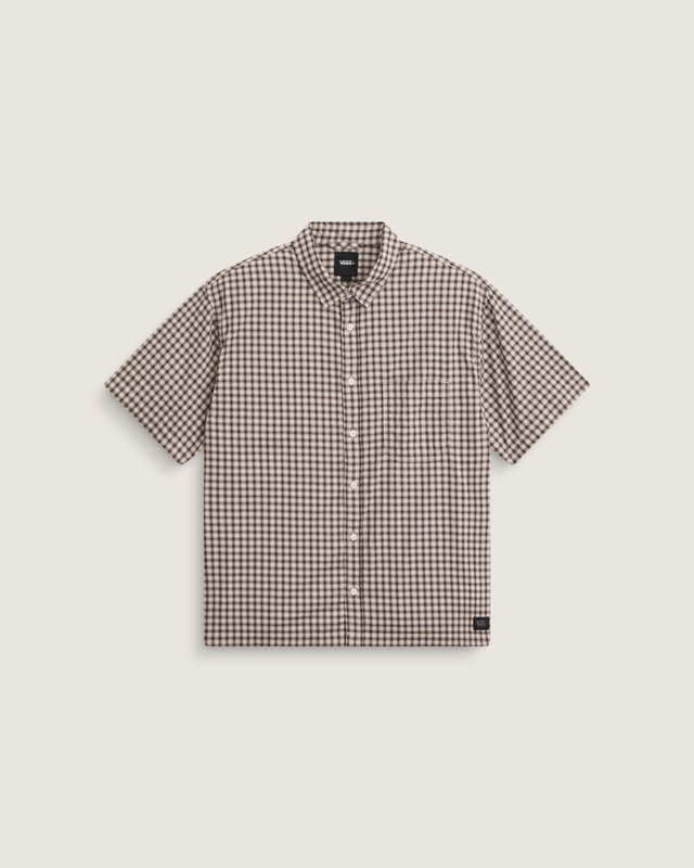 Camisa Manga Curta Larkspur Mini Plaid Oatmeal Demitasse