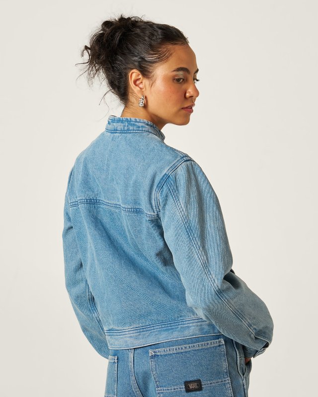 Jaqueta Pomona Collarless Station Stonewash Blue
