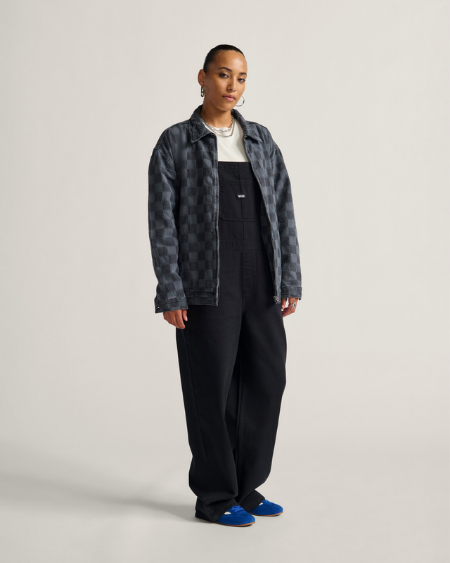 Jaqueta Pitstop Denim Checkered Station Faded Black