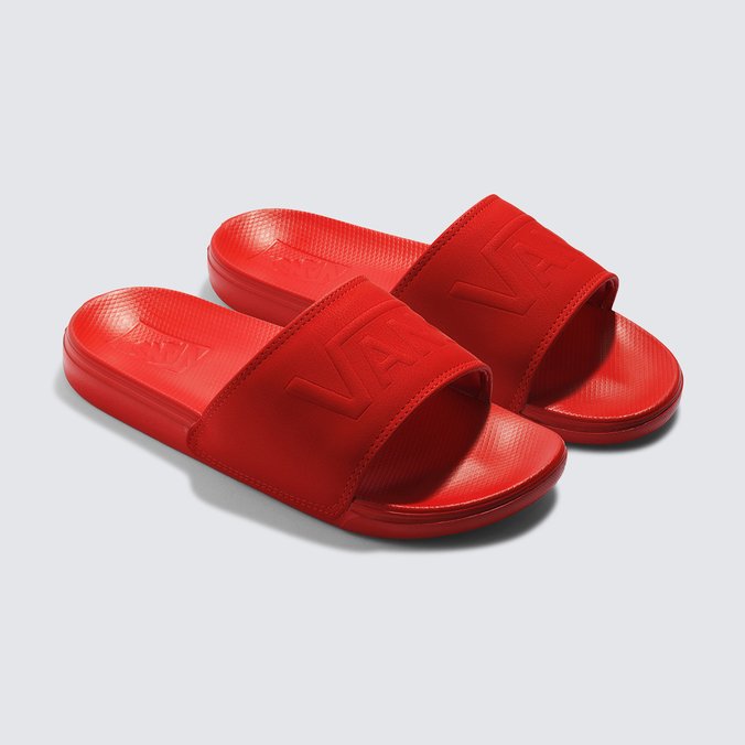 Vans red slides outlet