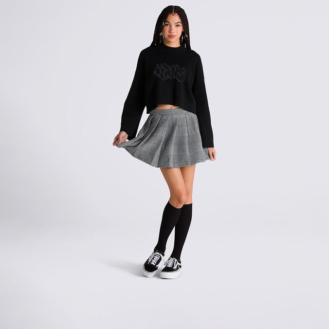 Saia Nina Plaid Pleated Black