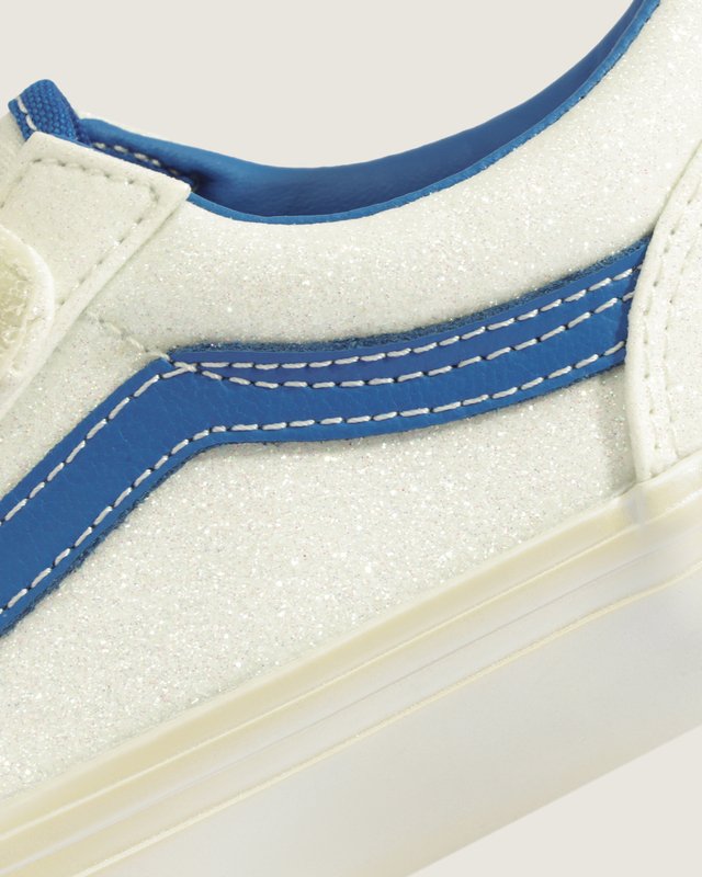 Tênis Old Skool V Glitter Pearl White Blue Infantil