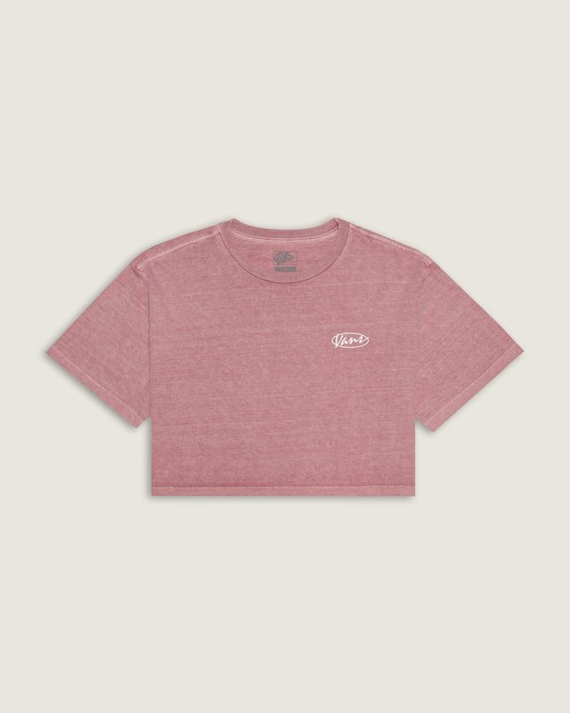 Camiseta Ss Era Script Relaxed Crop Pink Dawn White