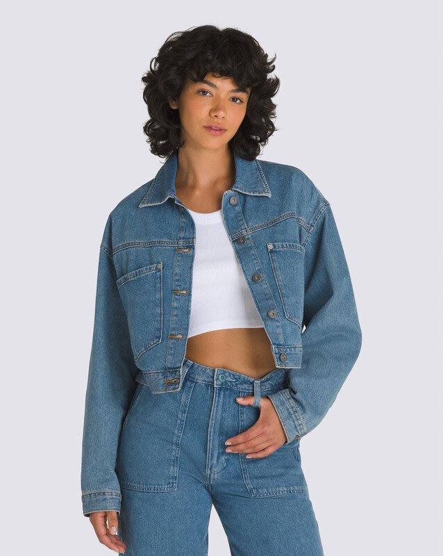 Jaqueta Raynes Denim Crop Jacket Upland Stonewash