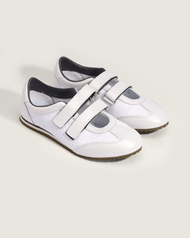 めい　0710 Tênis Mary Jane Pleat Pearl White | Vans