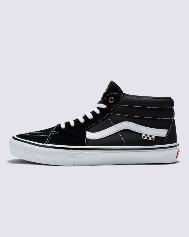 Tênis Skate Grosso Mid Black White Emo Leather