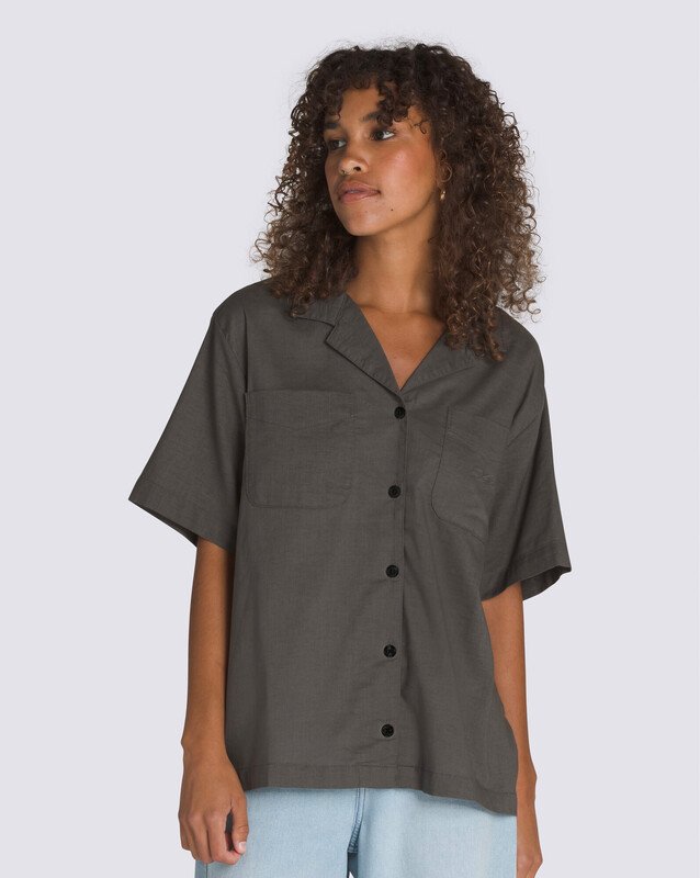 Camisa Cassidy Camp Shirt Ss Asphalt