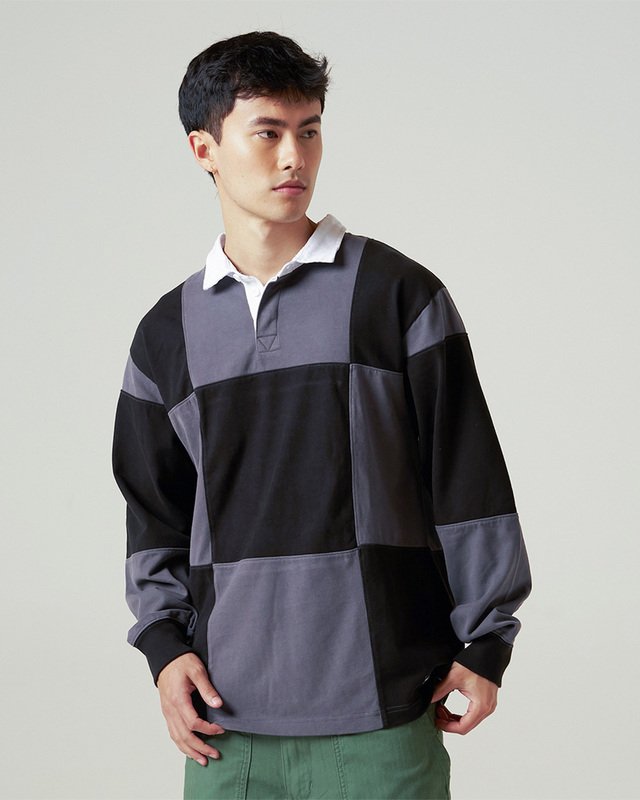 Camisa Ls Grant Checkerboard Rugby Knit Black | Vans