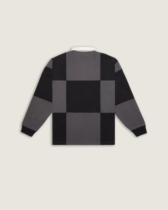 Camisa Ls Grant Checkerboard Rugby Knit Black