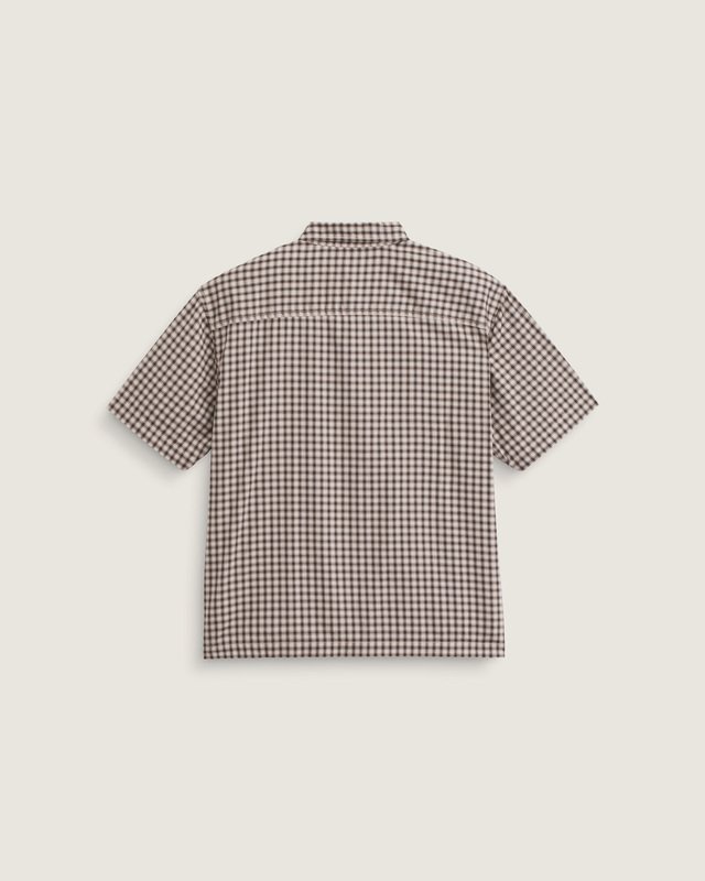 Camisa Manga Curta Larkspur Mini Plaid Oatmeal Demitasse