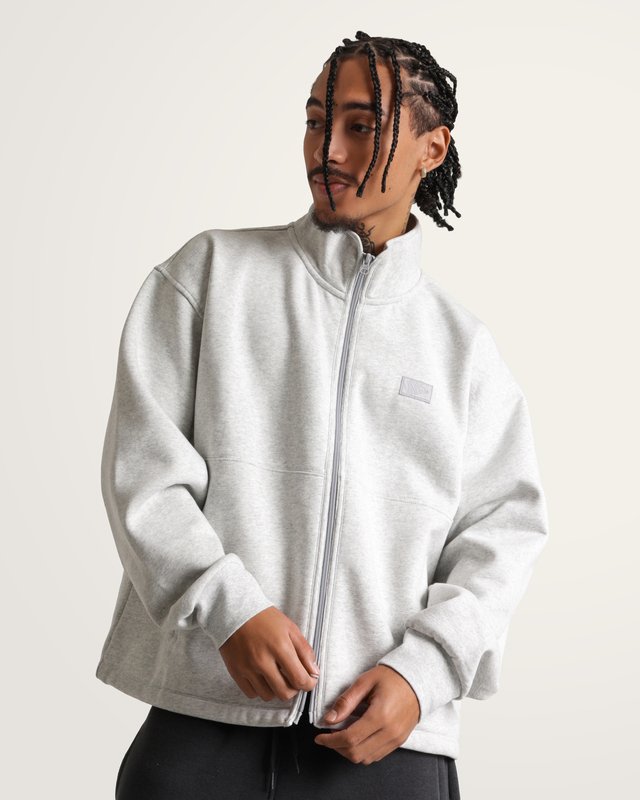 Moletom Full Zip Mock Neck Fleece Ash Heather