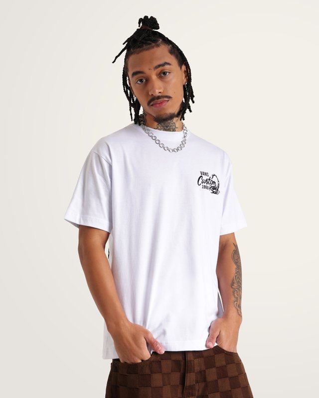 Camiseta Manga Curta Custom Cat White