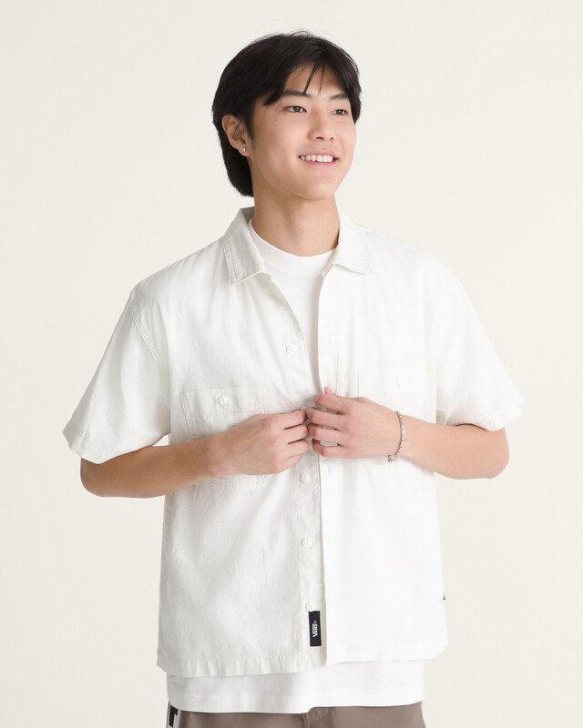 Camisa Manga Curta Larkspur Textured Solid Marshmallow