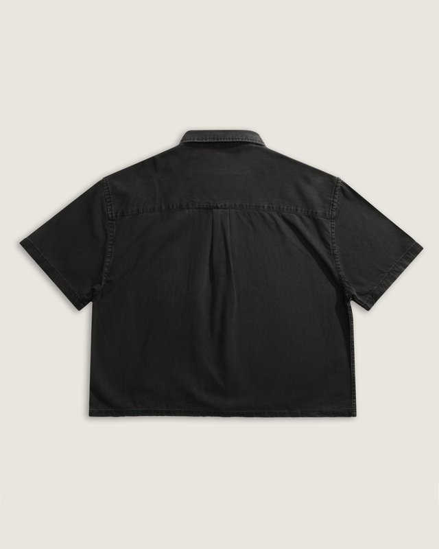 Camisa Manga Curta Cyrus Straight Hem Denim Elevation Washed Black
