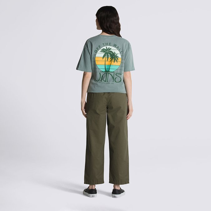 Calça Range Loose Cropped Elastic Waist Grape Leaf