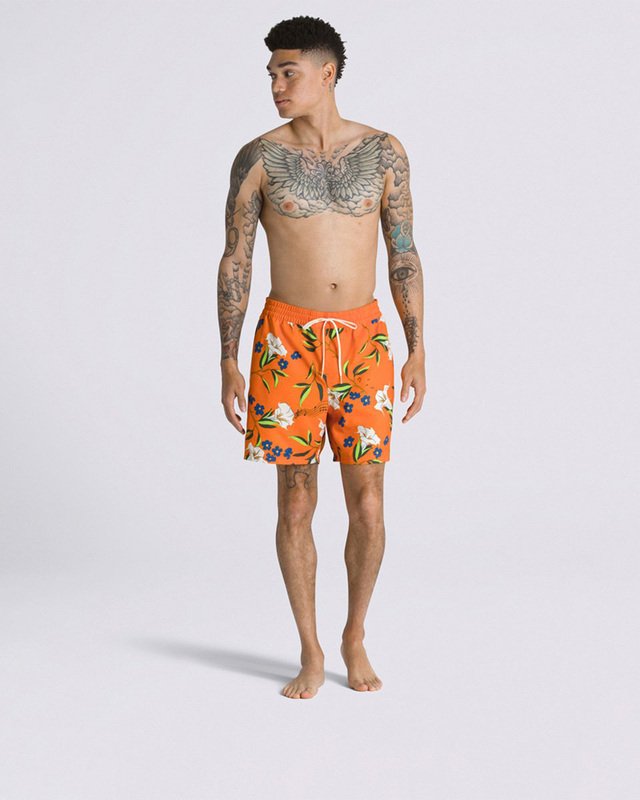 Boardshort Primary Print Elastic Trumpet Floral Harvest Pumpkin