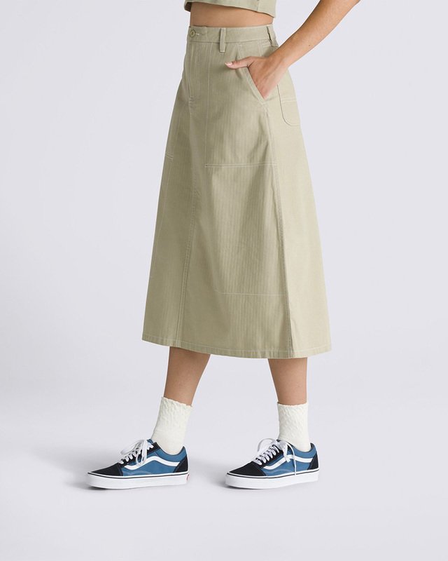 Saia Codey Long Flare Utility Skirt Warm Weather Elm