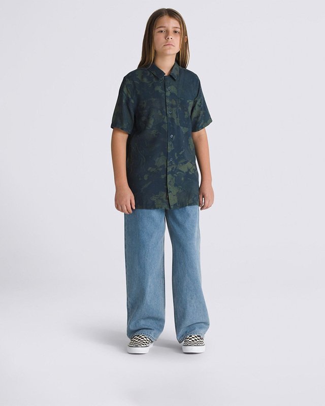 Camisa Loose Camp Collar Ss Dress Blues Dark Forest Infantil