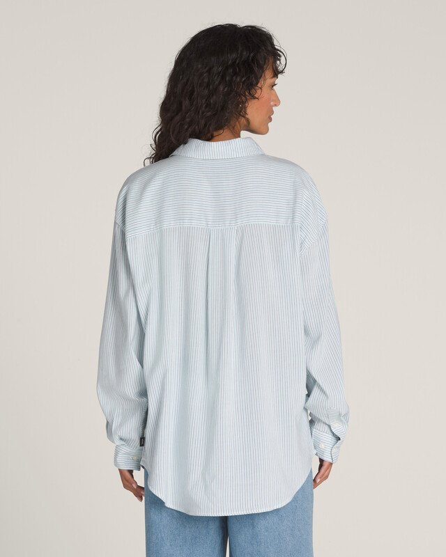 Camisa Gillian Striped Button Down LS White