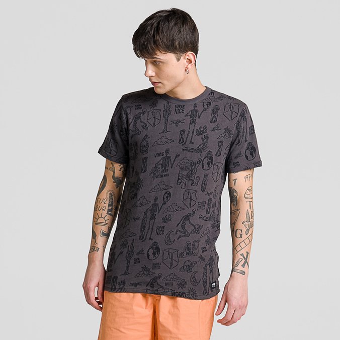 Camiseta Doom Bloom Ss Knit Asphalt Black