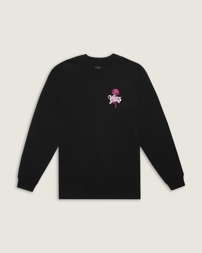 Fique no estilo “Off The Wall” com a Camiseta Grown From The Ground Up Ls Black Aup. Uma camiseta de manga longa e gola redonda, com um visual clássico. O modelo apresenta uma estampa frontal, na altura do peito, no lado esquerdo - de uma arte, com o design da icônica rosa Vans, sobre a assinatura da Vans personalizada. Já nas costas, traz a mesma estampa, centralizada e em tamanho maior. A combinação de gola redonda casual com algodão respirável, torna a peça confortável, para uso diário, seja dentro ou fora das pistas.