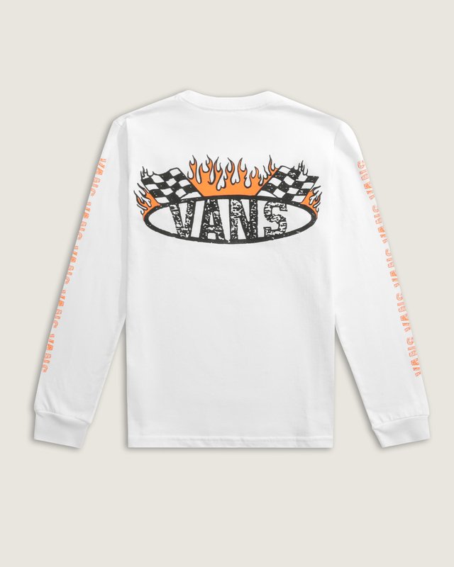 Camiseta Manga Longa Racing Flames White Infantil