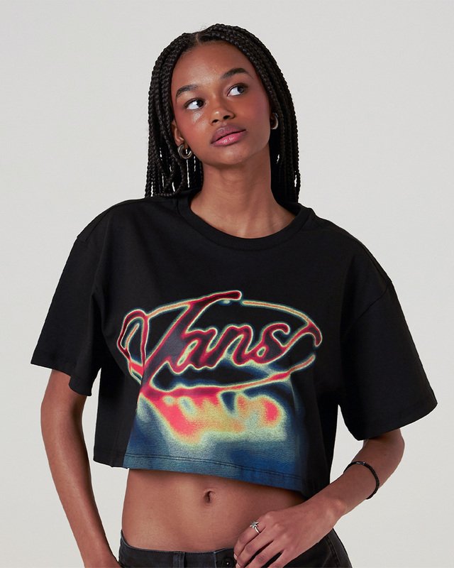 Camiseta Afterburn Relaxed Crop Ss Black Festivais