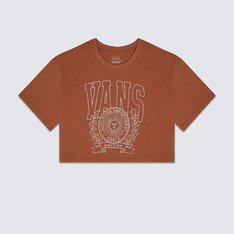 Sua personalidade em destaque, independente da ocasião. Para combinar com todos os seus clássicos, a Camiseta First Team Relax Crop SS Auburn carrega atitude e traz o toque de criatividade que você procura para agregar ao seu estilo. Casual, confortável e com o estilo clássico da Vans, a camiseta feminina de manga curta, apresenta modelagem com corte descontraído - de silhueta mais curta e oversized - seu caimento é largo e desestruturado, estilo “boyfriend”. Na cor marrom, é confeccionada em algodão com estampa frontal em silk à base d’água, trazendo estampa com referência atlética, com assinatura Vans® colorida e estilosa. Autenticidade em todas as suas composições.