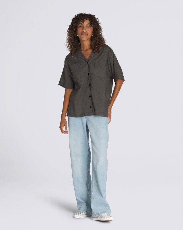Camisa Cassidy Camp Shirt Ss Asphalt