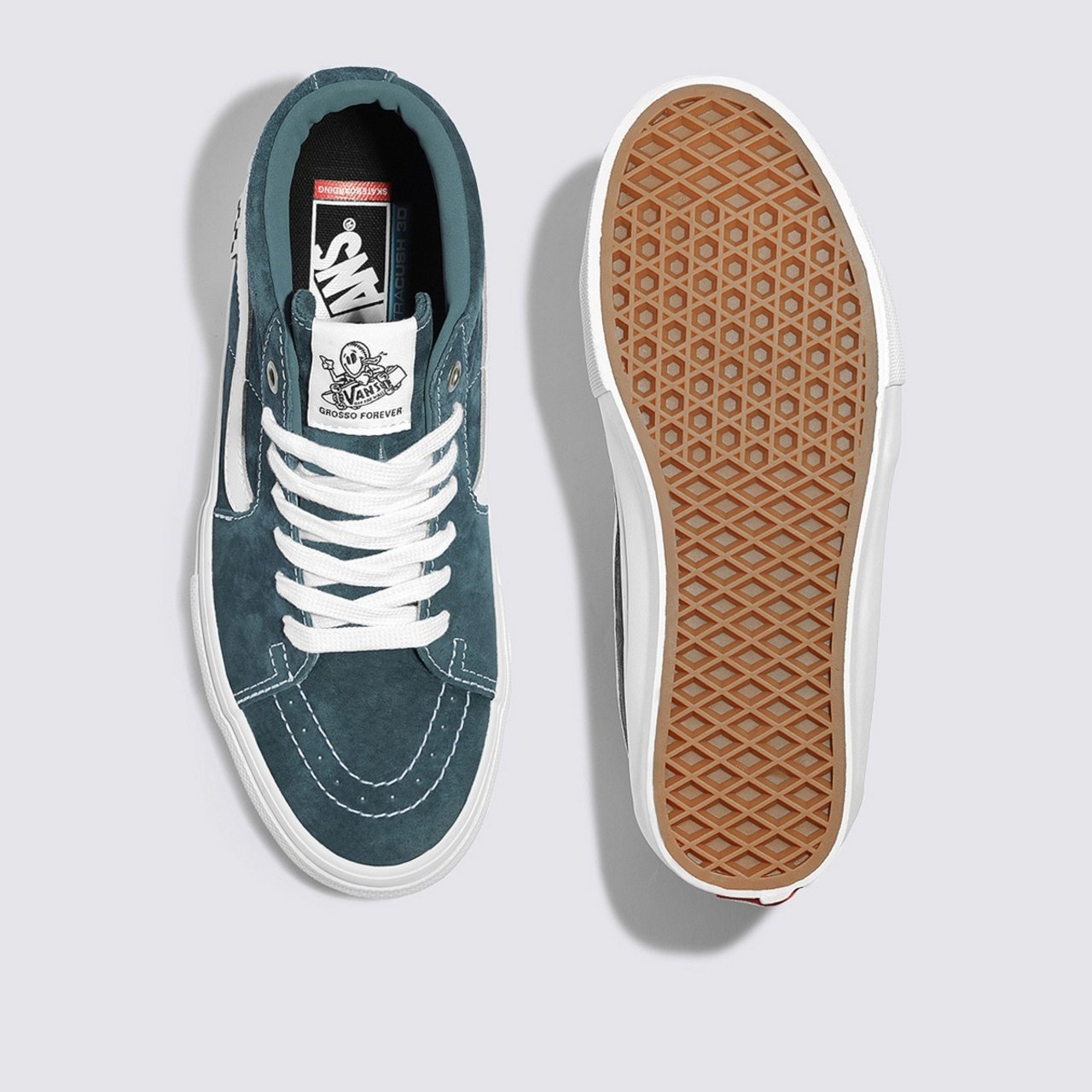 Tênis Skate Grosso Mid Pig Suede Blue White | Vans