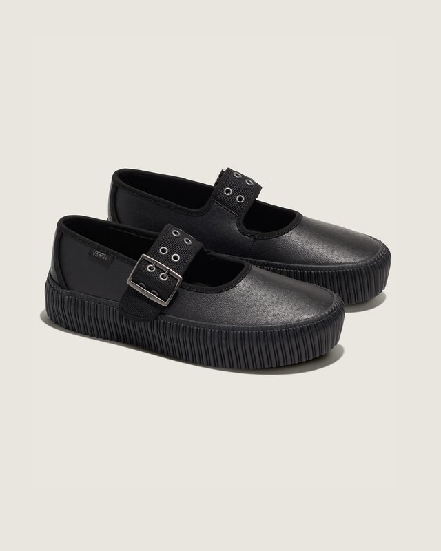 Tênis Mary Jane Creeper Grunge Core Black Leather
