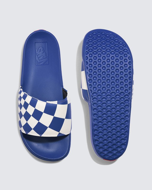 Chinelo Slide-On Radial Checkerboard Classic Navy