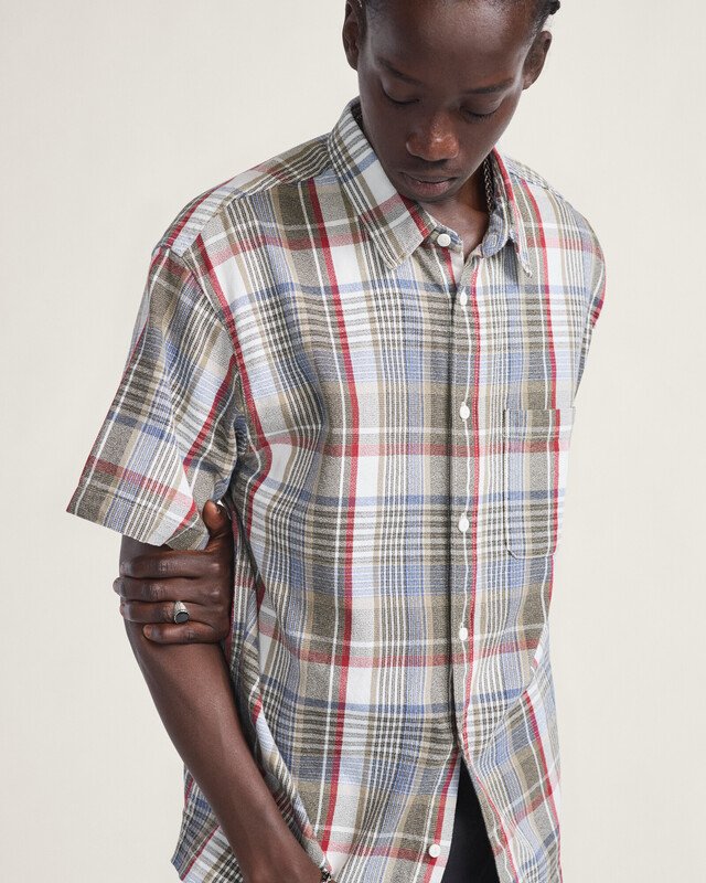 Camisa Ss Lx Woven Egret Elm