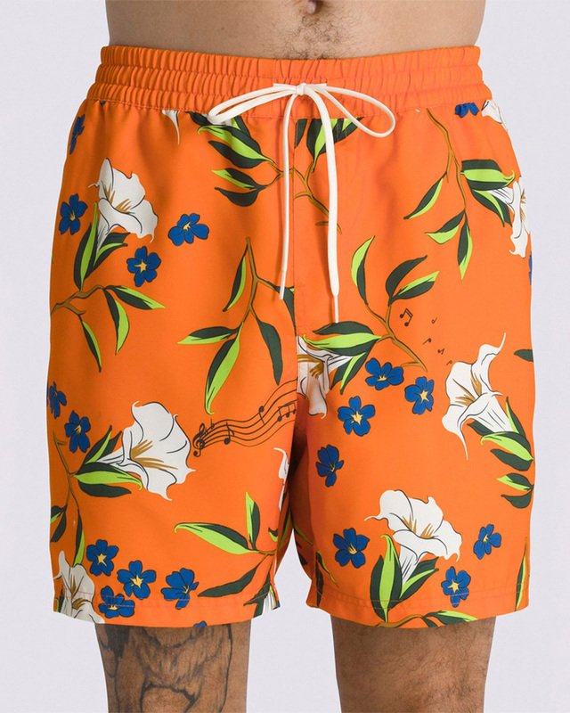 Boardshort Primary Print Elastic Trumpet Floral Harvest Pumpkin