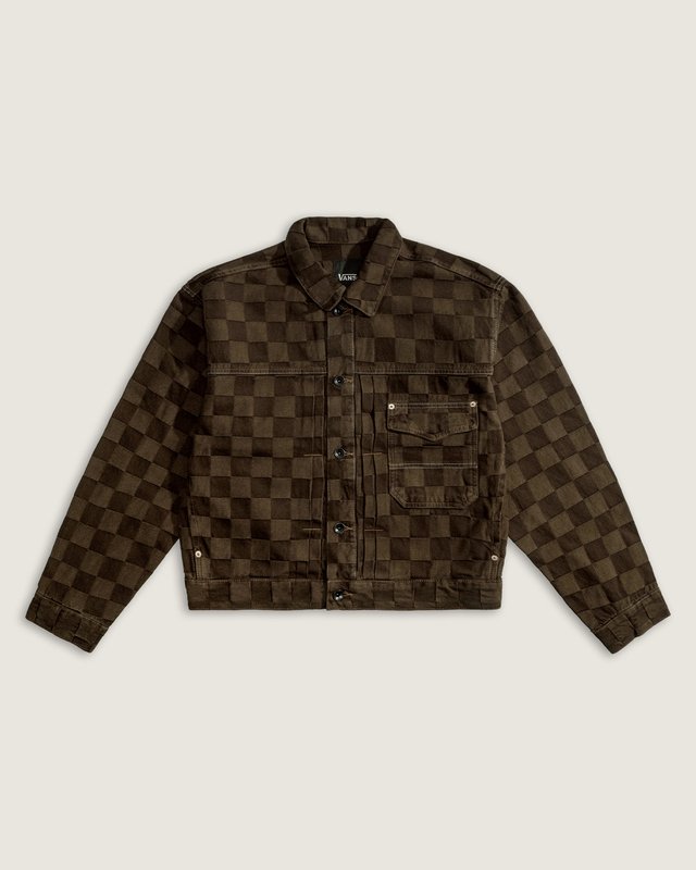 Jaqueta Check-5 Checkerboard Denim Trucker Demitasse