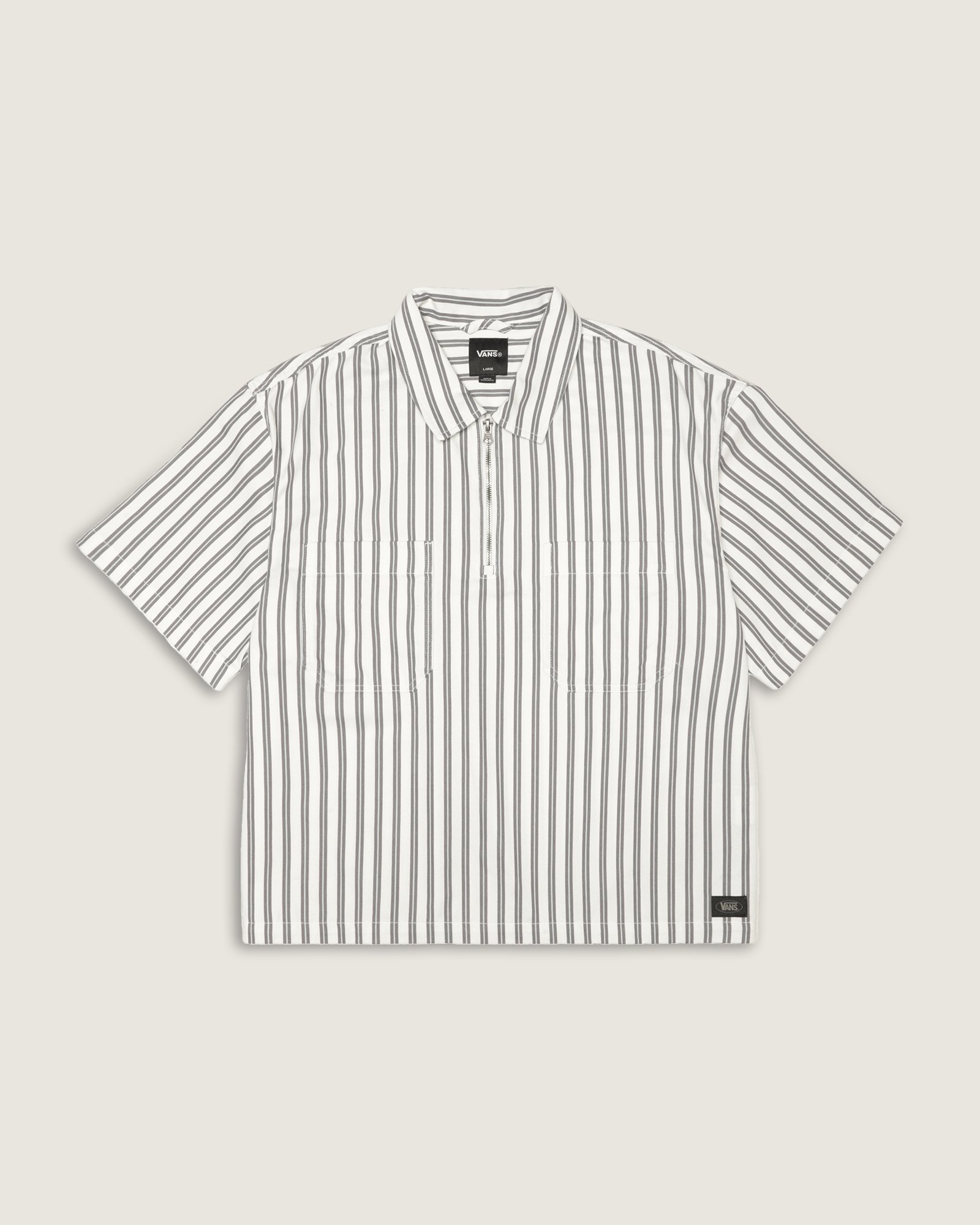 U*S様 XL LEAGUE 01 / LS / CTPL. TWILL WHI Camisa Manga Curta Lx Cropped Zip White Steel Shadow | Vans