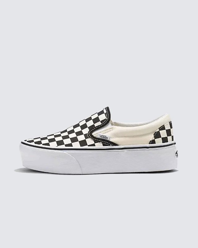 Tênis Slip-On Plataforma Checkerboard Black White