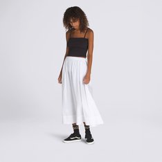 A Saia Francesca Full Skirt White é perfeita para compor um visual despojado e casual. Estilosa, ampla e feita de popeline de algodão trançado, ela apresenta cós elástico e fendas laterais, proporcionando conforto e mobilidade. Para usar dentro e fora das pistas.