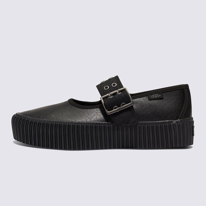 Tênis Mary Jane Creeper Grunge Core Black Leather