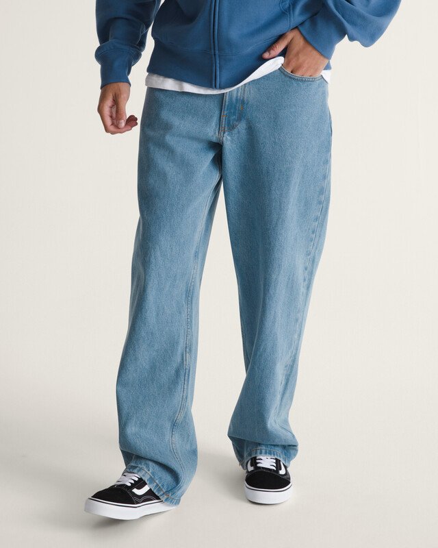 Calça Check 5 Loose Denim Stonewash Blue