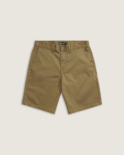 Caimento, estilo e durabilidade - o Caimento Authentic Chino. A Bermuda Authentic Chino Relaxed Dirt é construída com tecido aprimorado e macio. Com o estilo clássico de uma bermuda sarja, possui bolsos frontais para as mãos com um novo posicionamento do porta-moedas do lado direito, bolsos traseiros com debrum e fecho com botão e costuras de reforço. O novo detalhe do passante de cinto em "V" no cós traseiro e a fita de sarja em checkerboard na parte interna da braguilha dão a esta bermuda um visual icônico da Vans.
O modelo tem 1,82m de altura e usa tamanho 42.