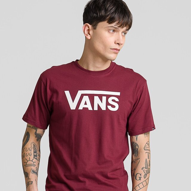 Camiseta Vans Classic Ss Burgundy White