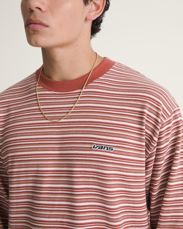 Camiseta Manga Longa Wesley Stripe Light Bronze Creme Brulee
